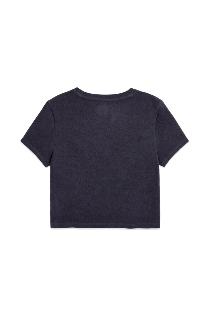 Matin Kim Logo Point Terry Crop Top — Navy blue