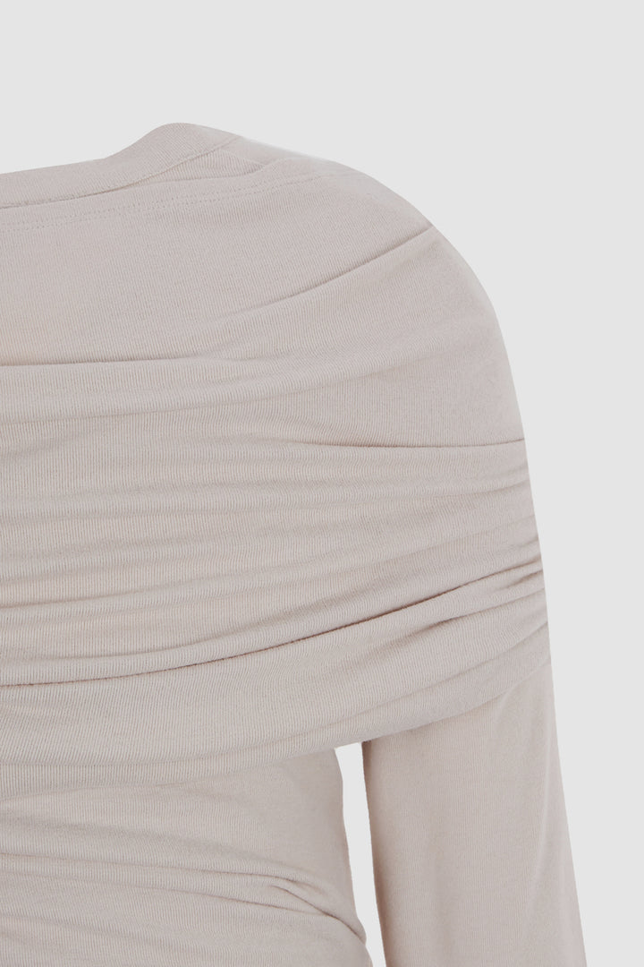 KIMMATIN Off-Shoulder Detail Top Light — Beige