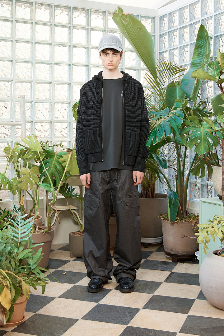 Matin Kim Two Tone Mesh Knit Hoody — Black