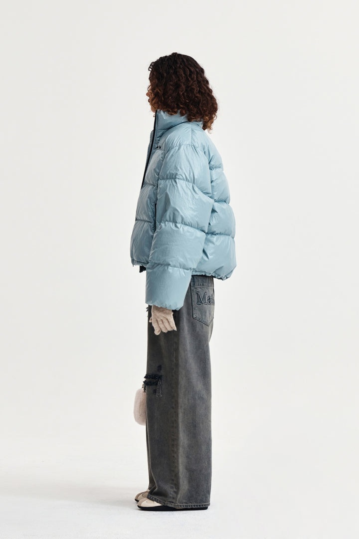 Matin Kim Small Logo Volume Down Jumper — Light Grey
