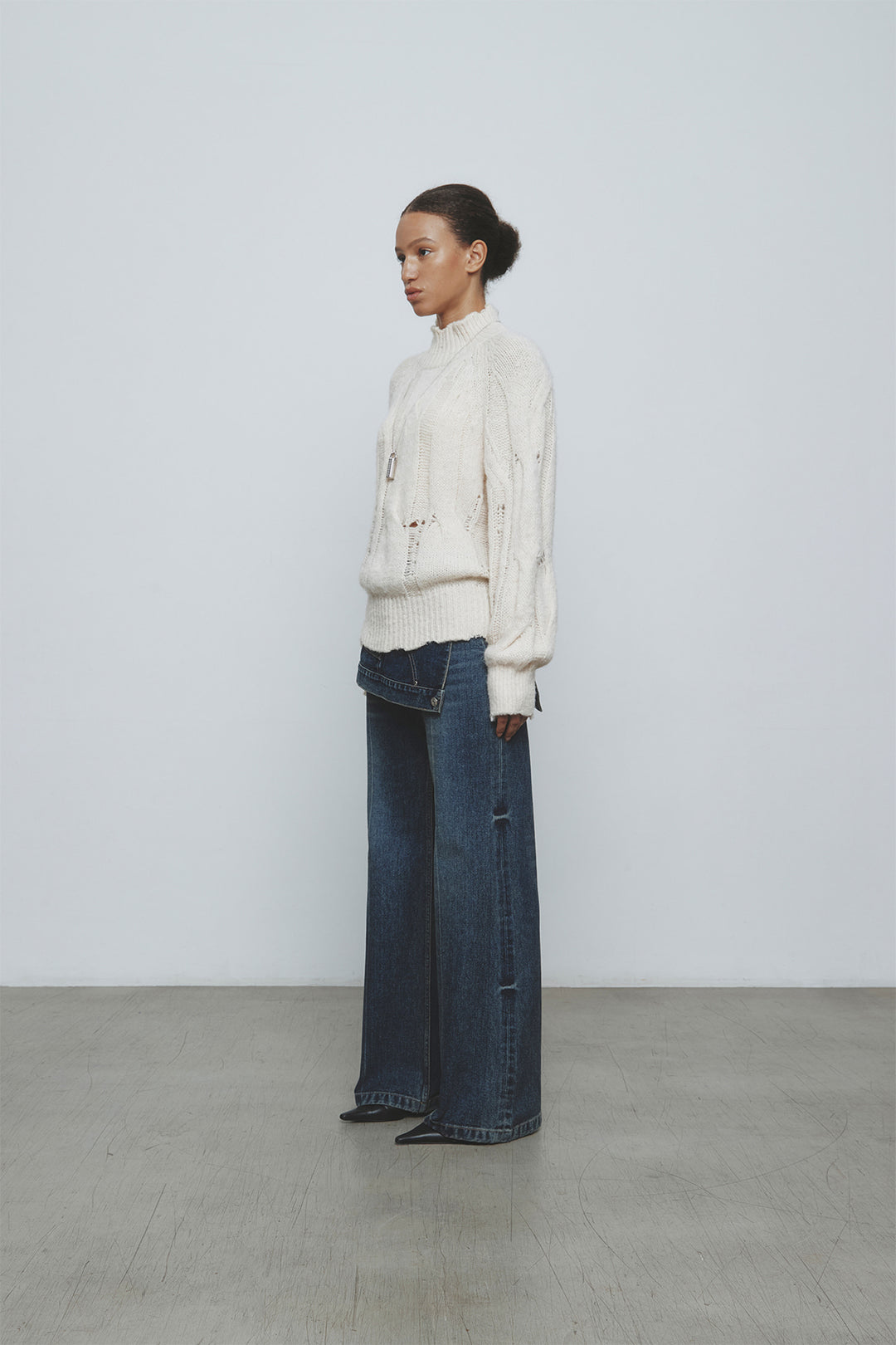 KIMMATIN Oversize Highneck Volume Pullover — Ivory