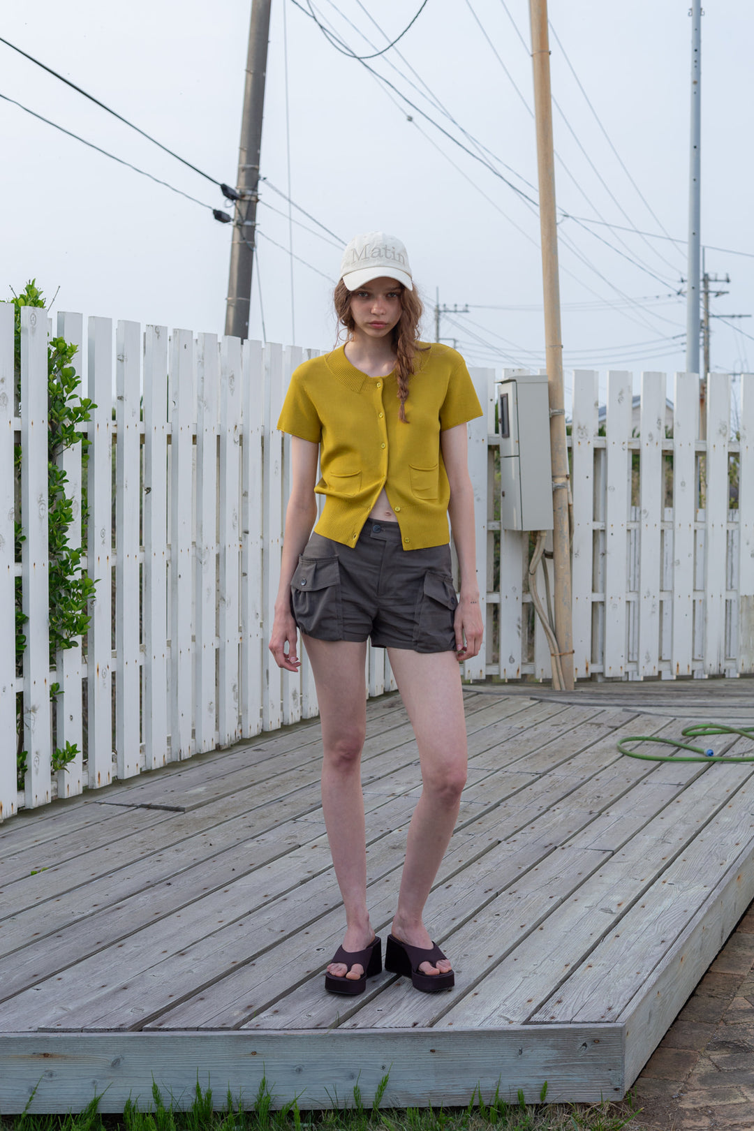 Matin Kim Pocket Point Half Cardigan — Olive