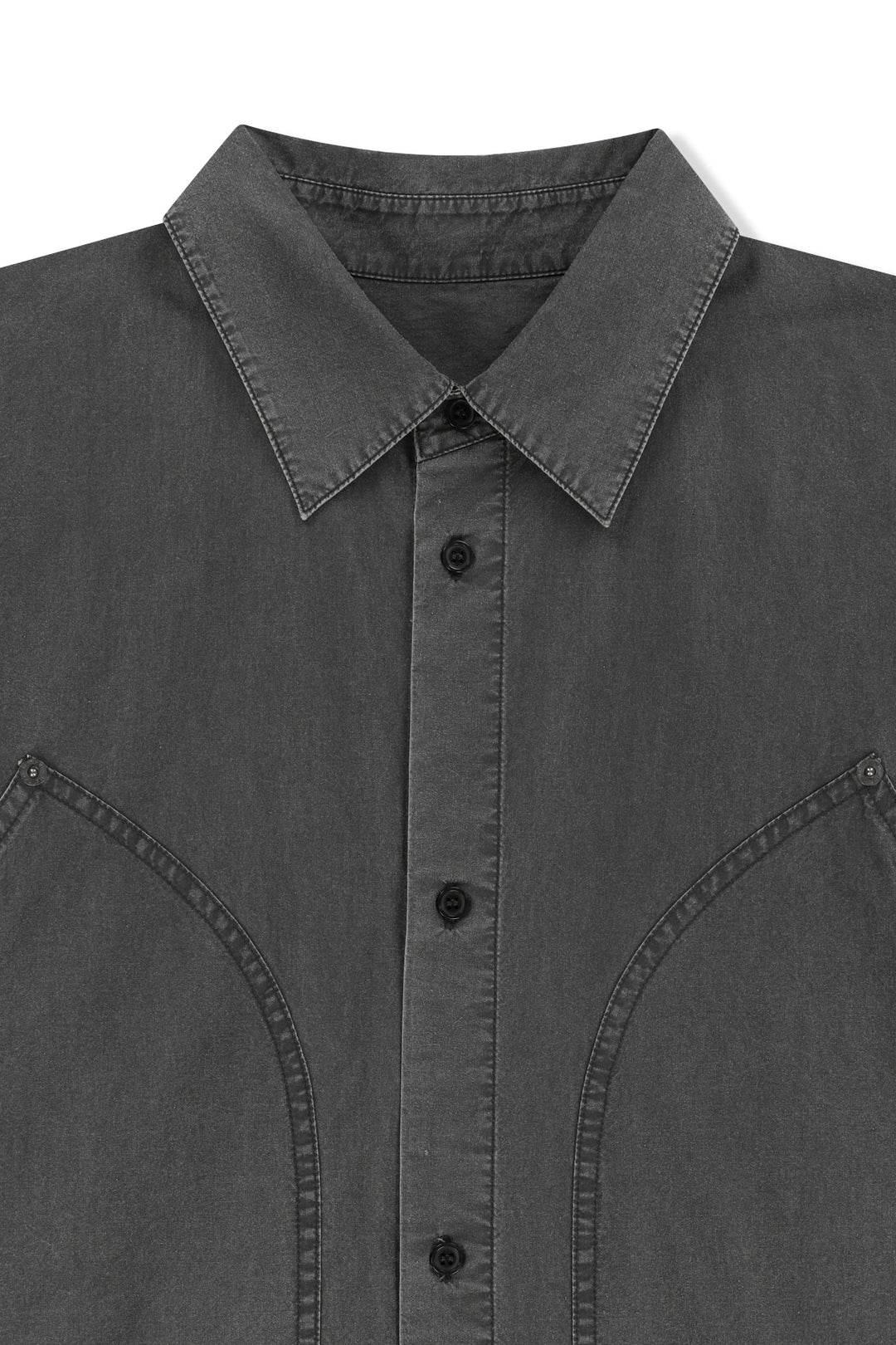 Matin Kim Washed Cotton Drawstring Shirt — Charcoal