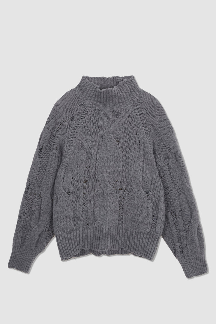 KIMMATIN Oversize Highneck Volume Pullover — Gray