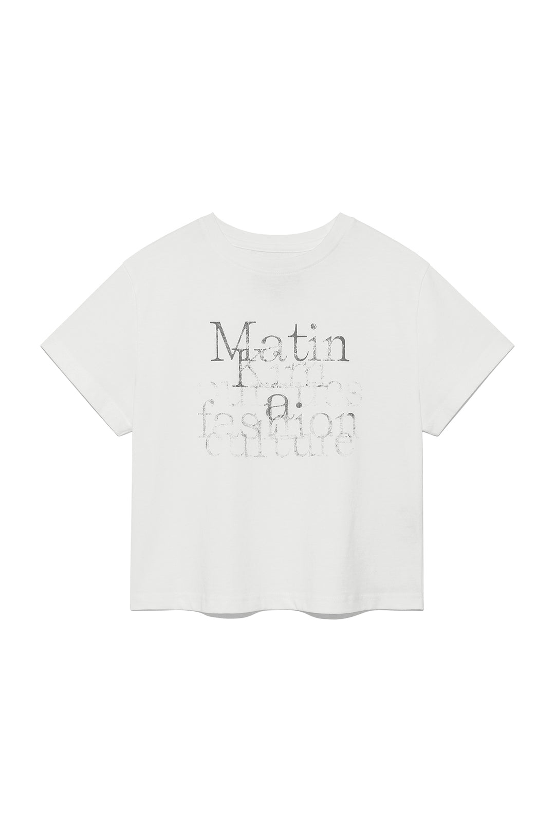Matin Kim Dusty Typo Graphic Crop Top — White