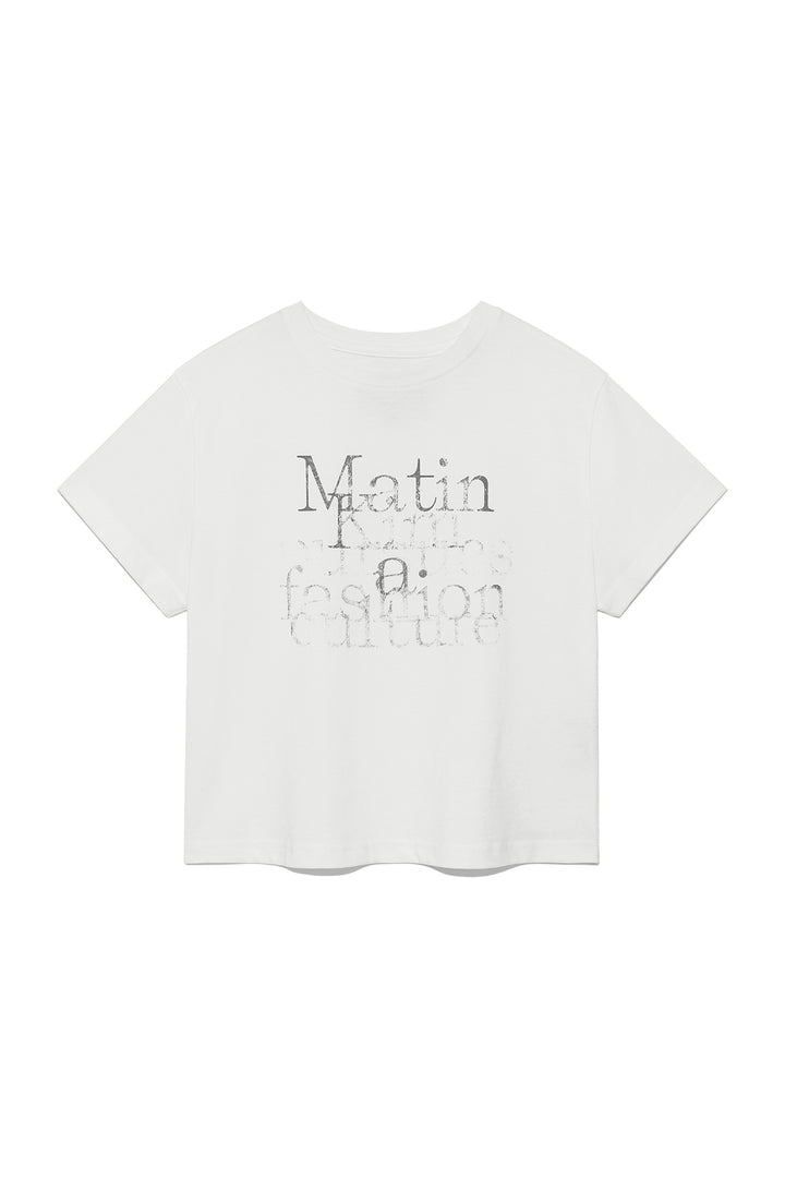Matin Kim Dusty Typo Graphic Crop Top — White