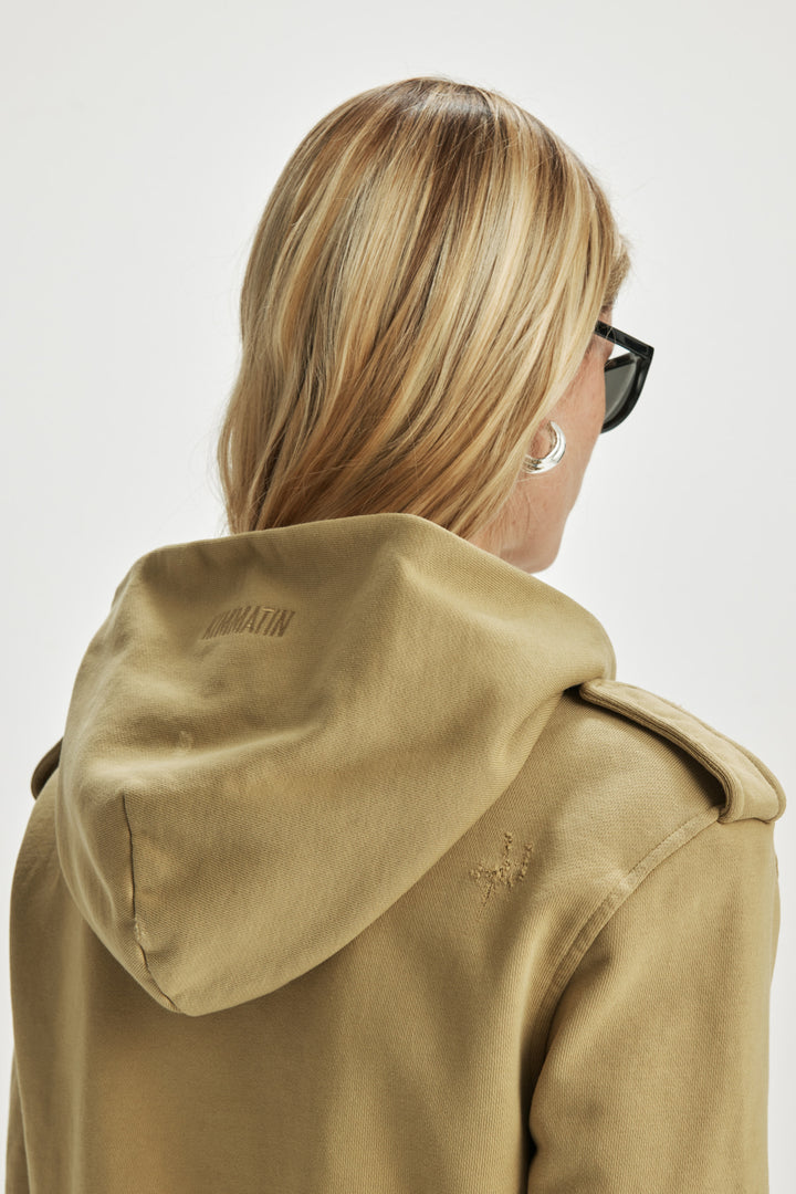 KIMMATIN Damage Point Hoody Zip Up — Olive