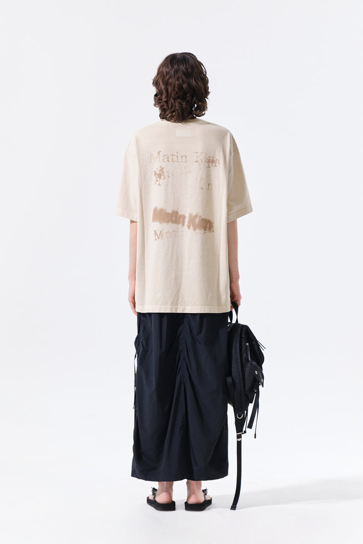 Matin Kim Pigment Graffiti Logo Tee — Beige