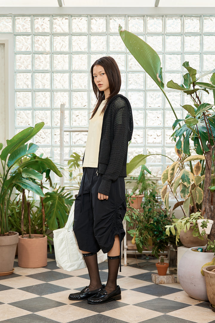 Matin Kim Two Tone Mesh Knit Hoody — Black
