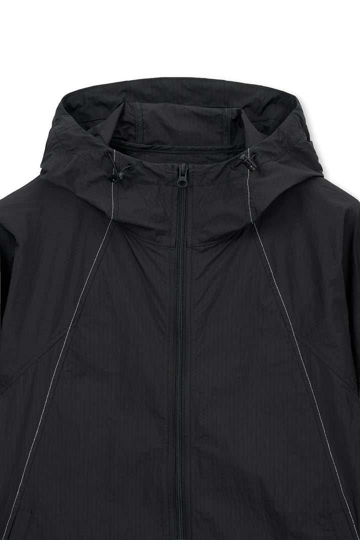 Matin Kim Back Logo Hoody Wind Breaker — Black