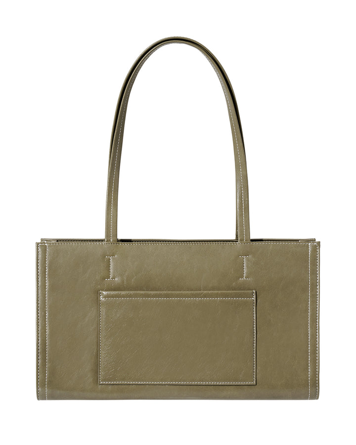 Stand Oil Oblong Bag — Structured Shoulder — Basil green