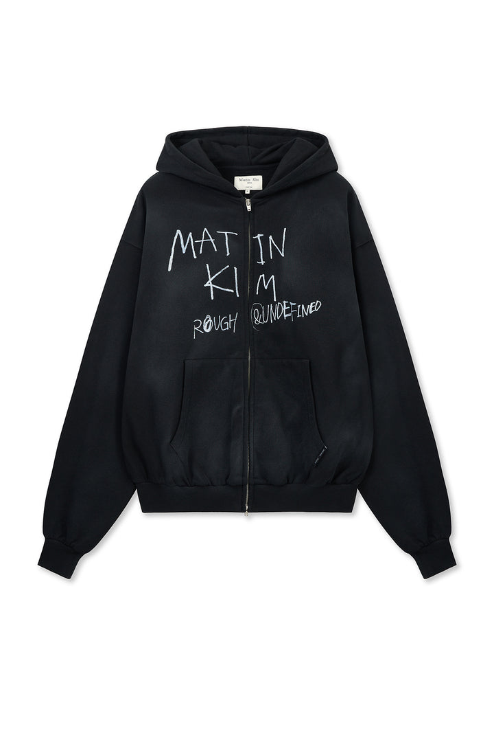 Matin Kim Vintage Washed Graffiti Zip Hoody — Black
