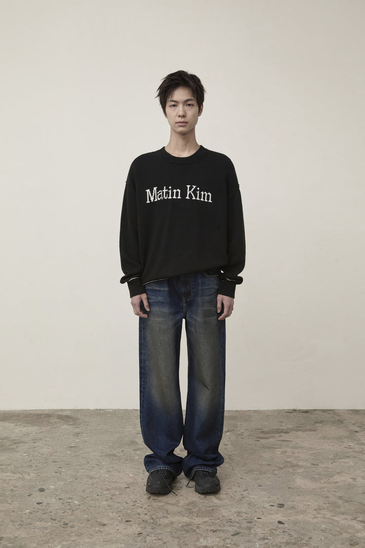 Matin Kim Color Trim Line Logo Pullover — Black