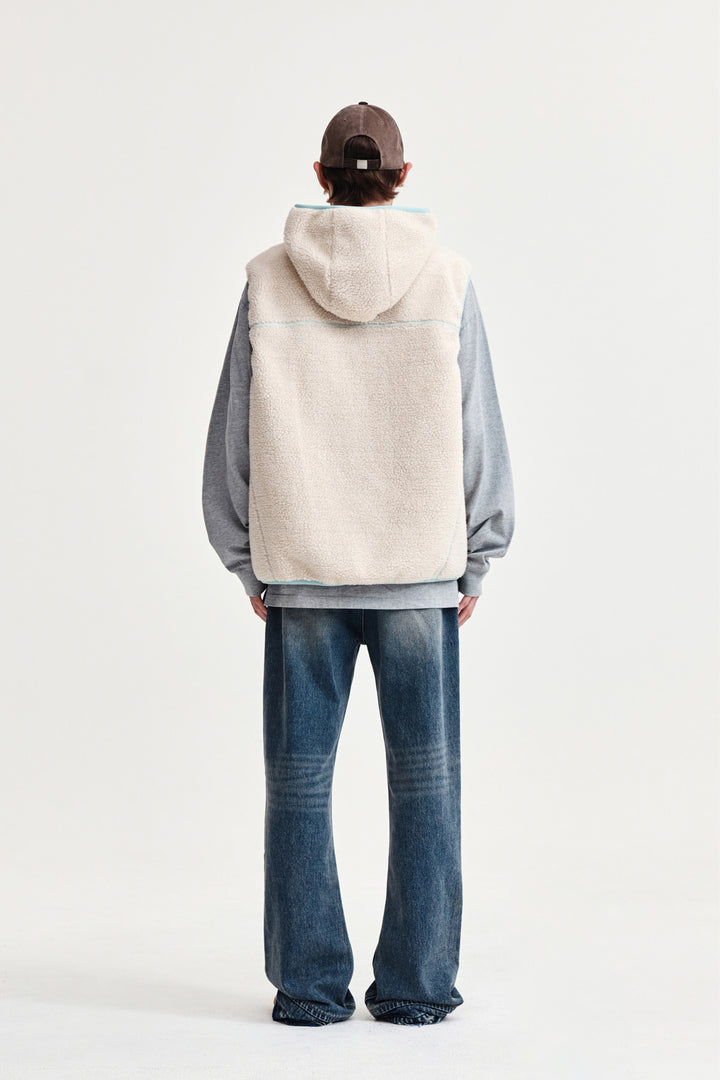 Matin Kim Fleece Hoody Vest — Ivory