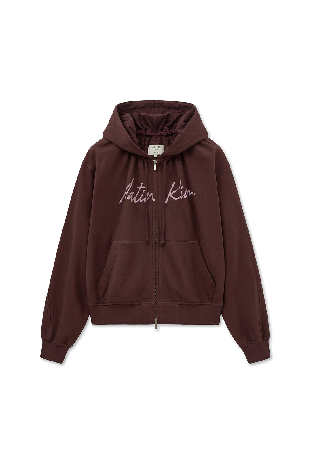 Matin Kim Drawstring Point Zip Up Hoody — Burgundy
