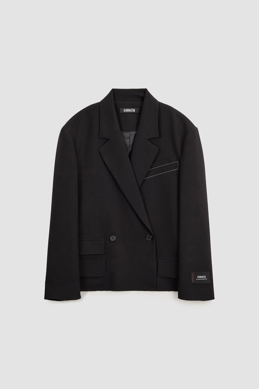 KIMMATIN Oversize Low Edge Crop Jacket — Black