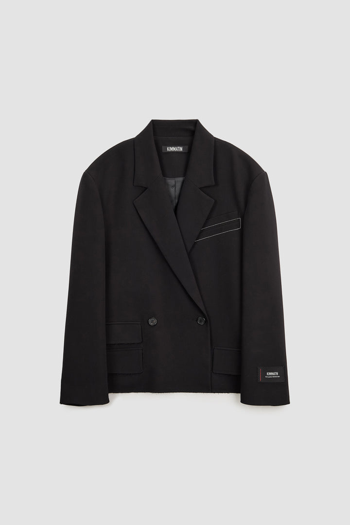 KIMMATIN Oversize Low Edge Crop Jacket — Black