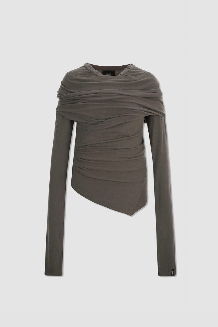 KIMMATIN Off-Shoulder Detail Top — Gray