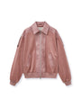 Matin Kim Suede Mix Leather Zip Jumper — Pink