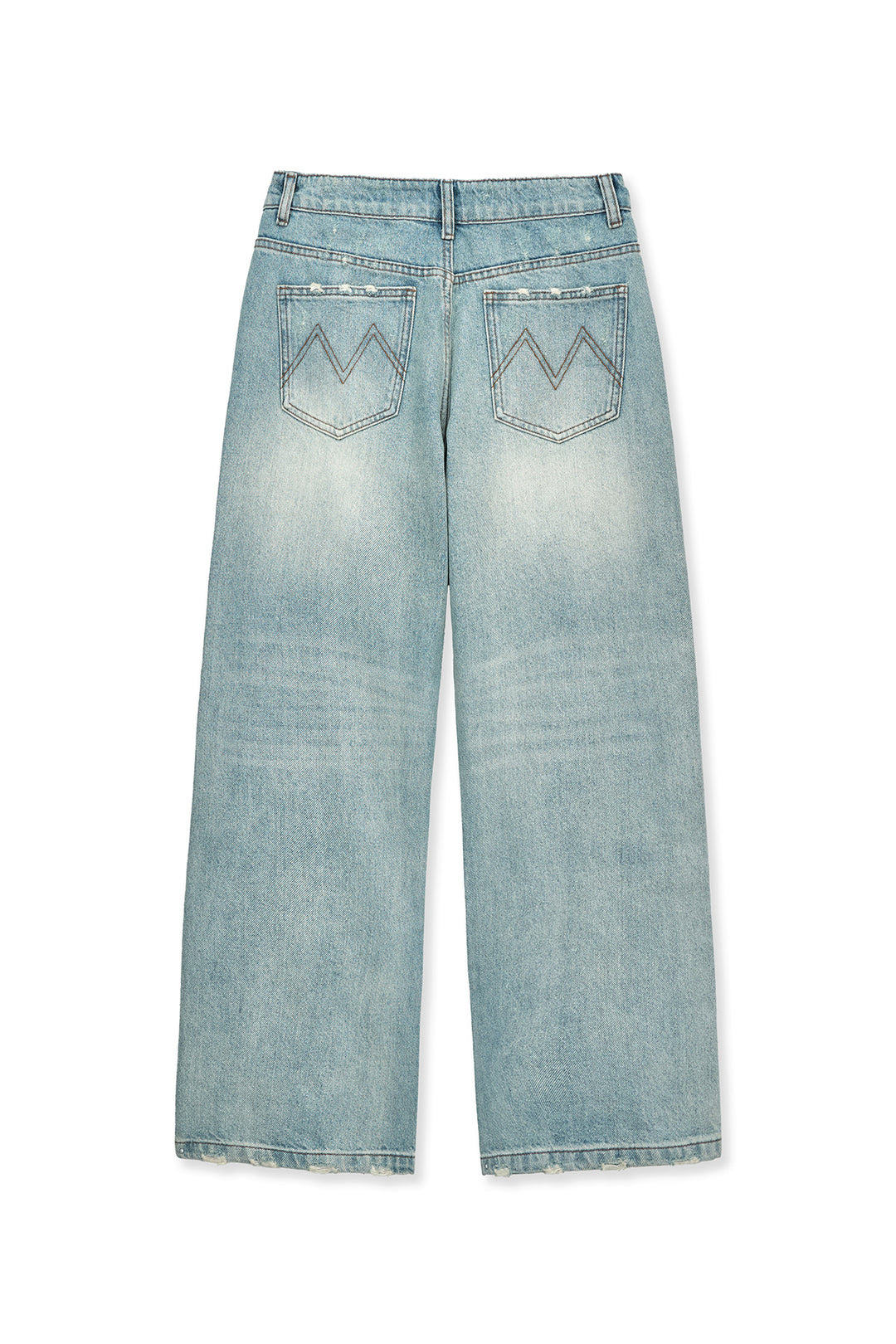Matin Kim Heavy Destroyed Denim Pants — Light Blue