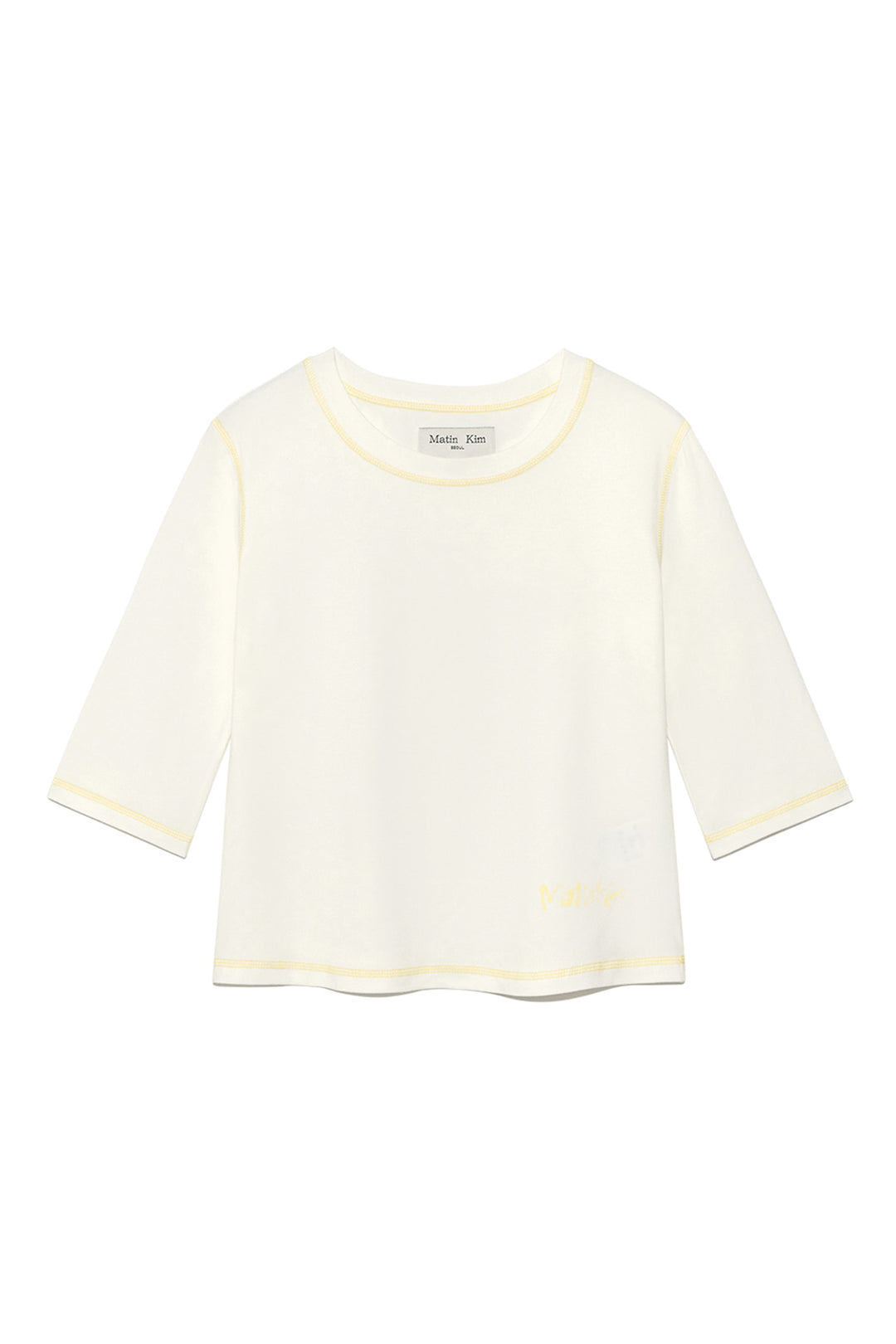 Matin Kim Three Quarter Logo Slim Top — White