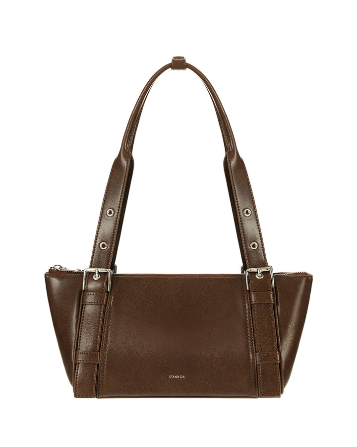 Stand Oil Boat Bag — Glossy Shoulder Crossbody — Brown