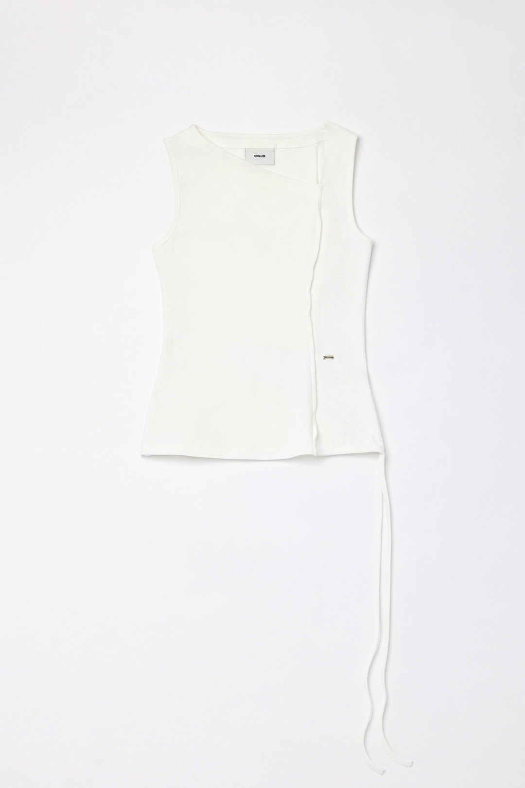 KIMMATIN Back Twist Unbalance Jersey Sleeveless — White