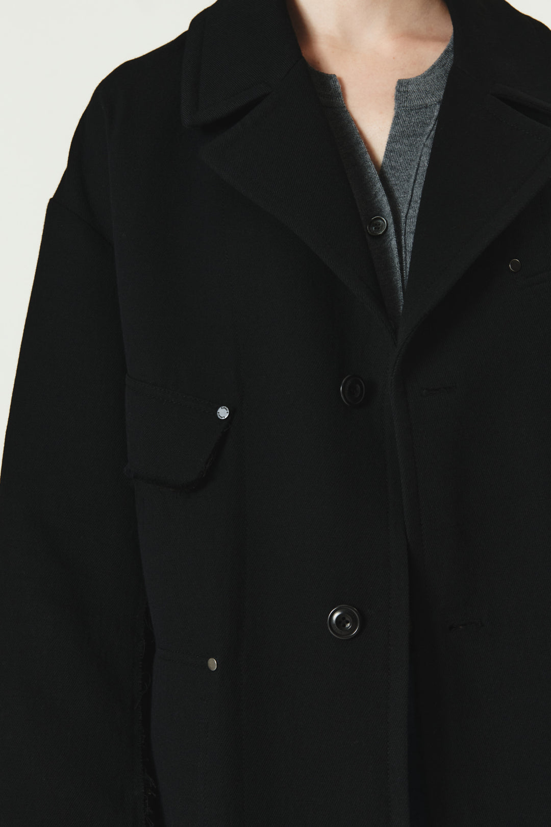 KIMMATIN Reversible Wool Cotton Oversized Coat — Black