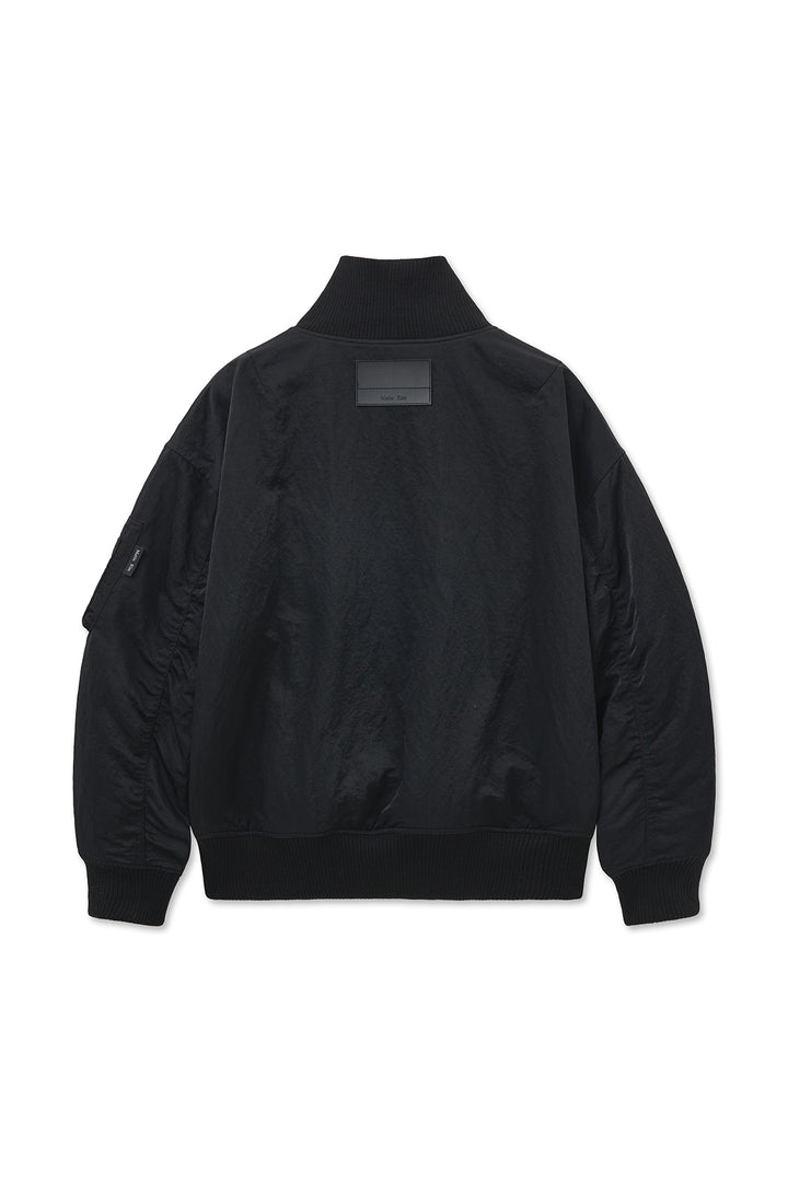 Matin Kim High Neck Button Point Zip Up Jumper — Black
