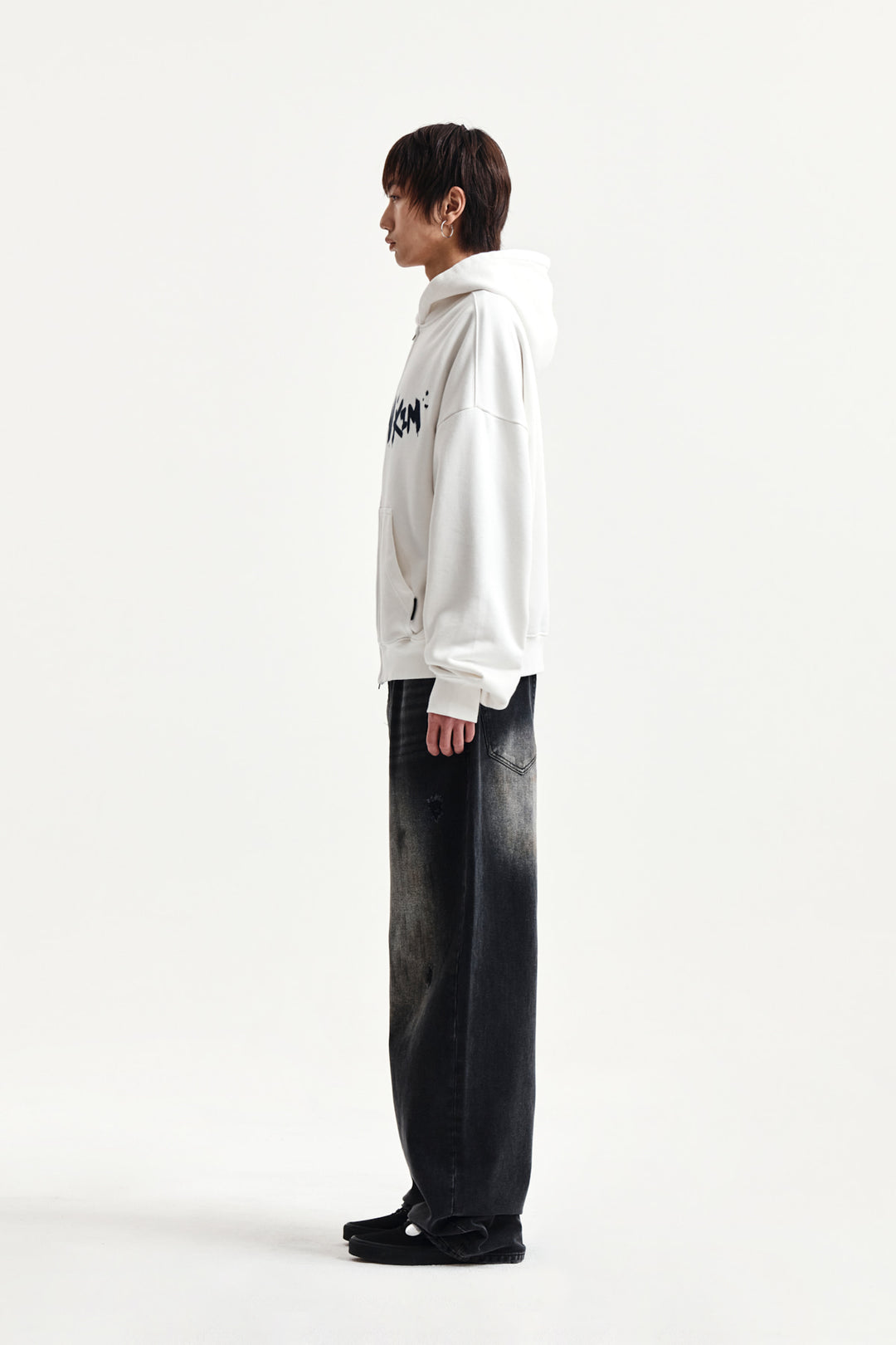 Matin Kim Graffiti Logo Zip Hoodie — White