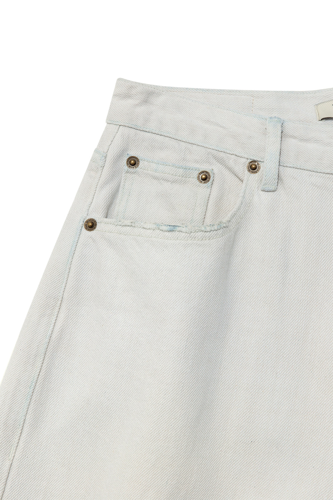 Matin Kim Damage Point Washed Wide Denim — Light Grey
