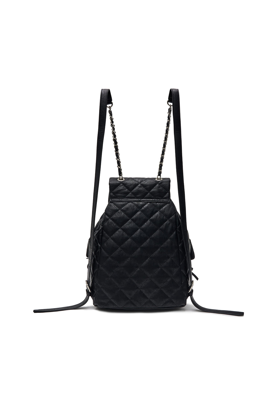 Matin Kim Double Pocket Quilting Backpack — Black