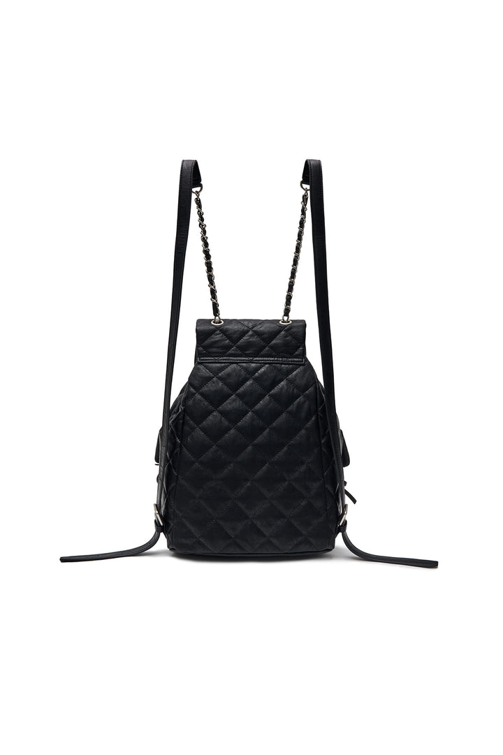 Matin Kim Double Pocket Quilting Backpack — Black