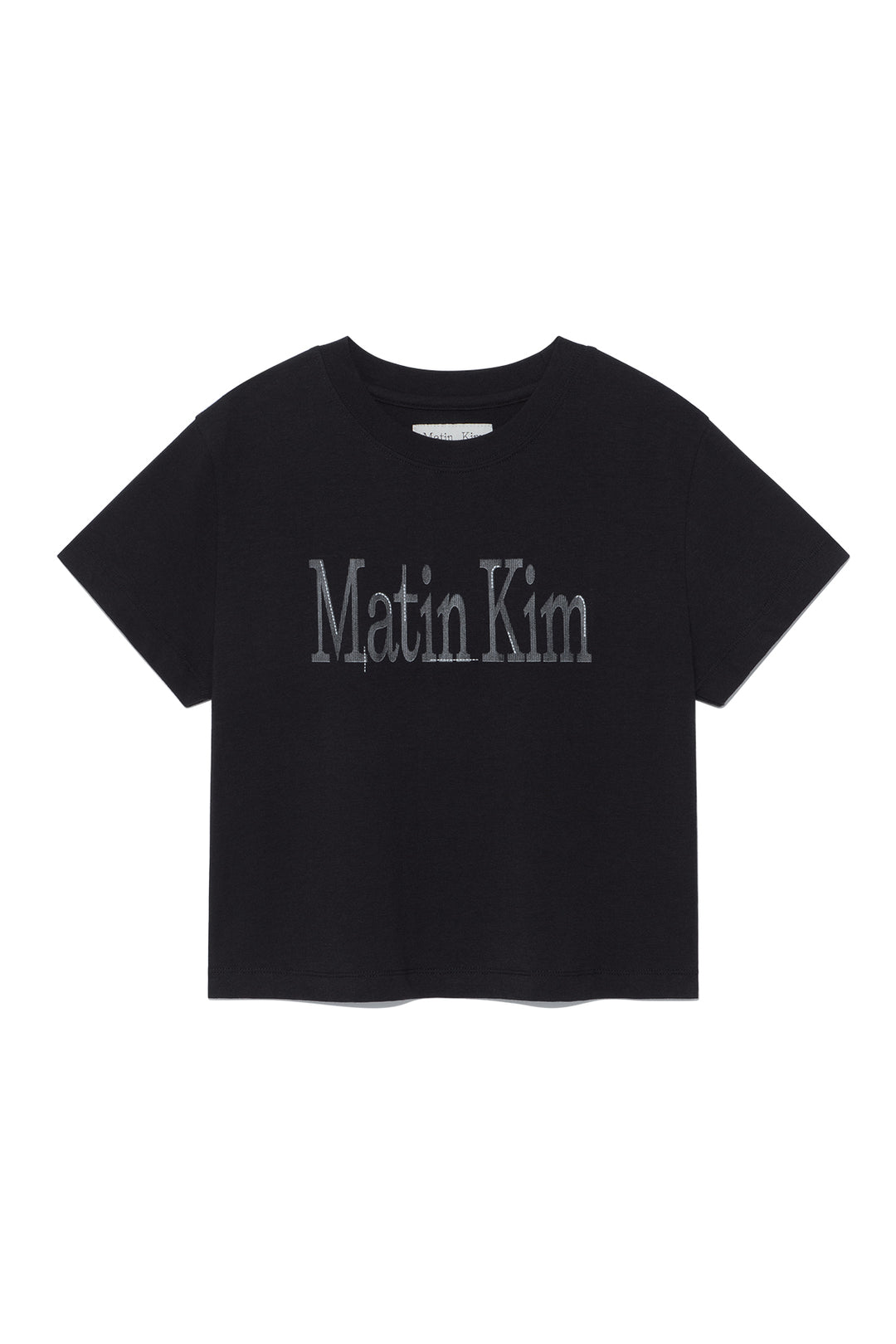 Matin Kim Pattern Artwork Logo Crop Top — Black