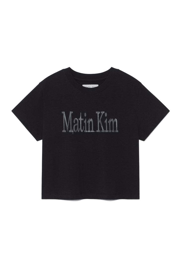 Matin Kim Pattern Artwork Logo Crop Top — Black