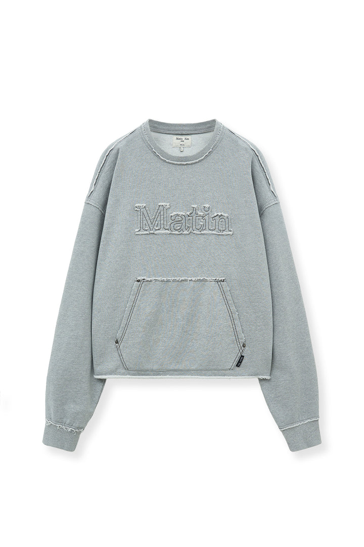 Matin Kim Raw Cut Applique Sweatshirt — Gray