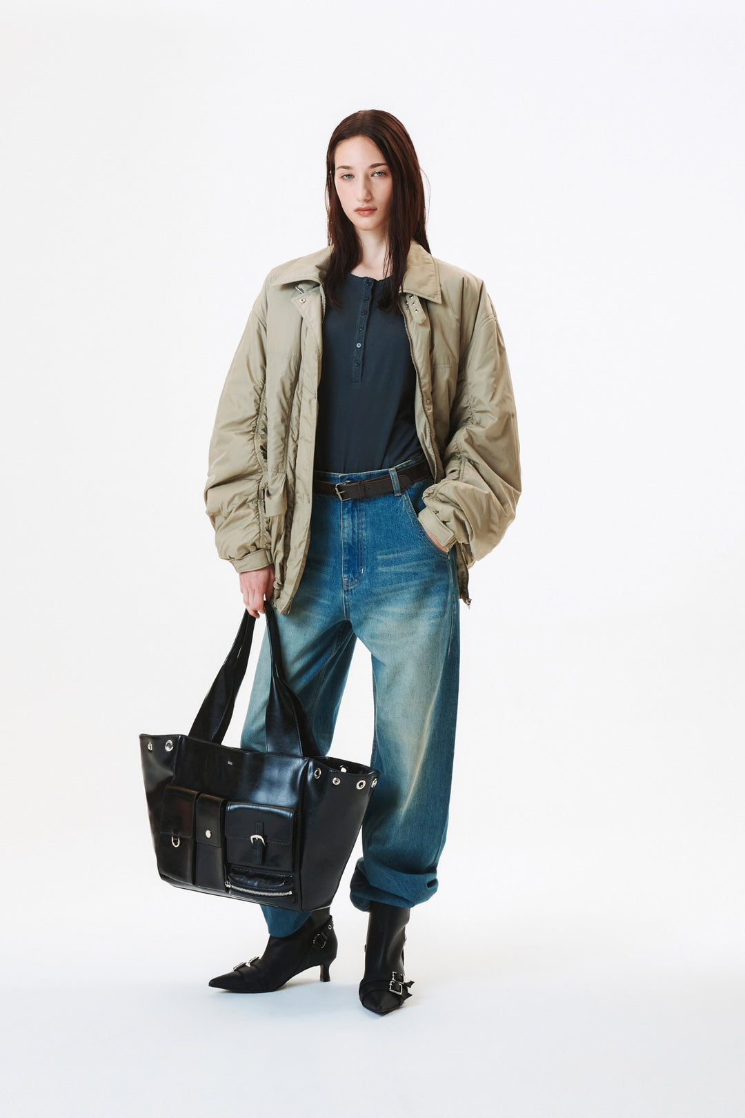 KIMMATIN Padded Nylon Work Jumper in Light — Khaki