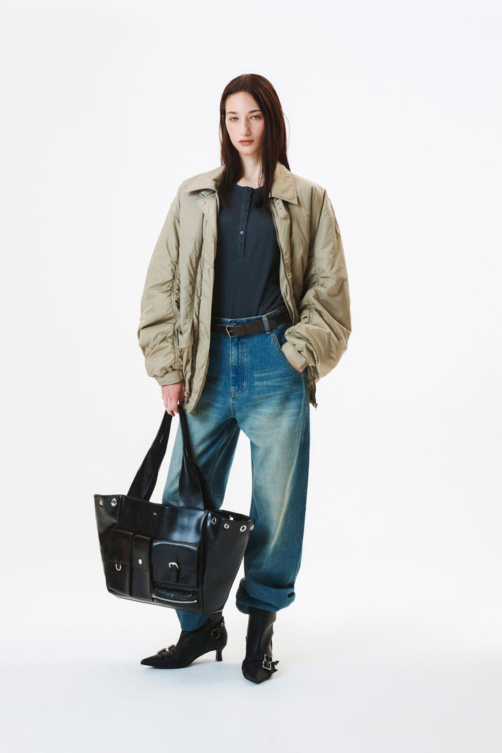 KIMMATIN Padded Nylon Work Jumper in Light — Khaki