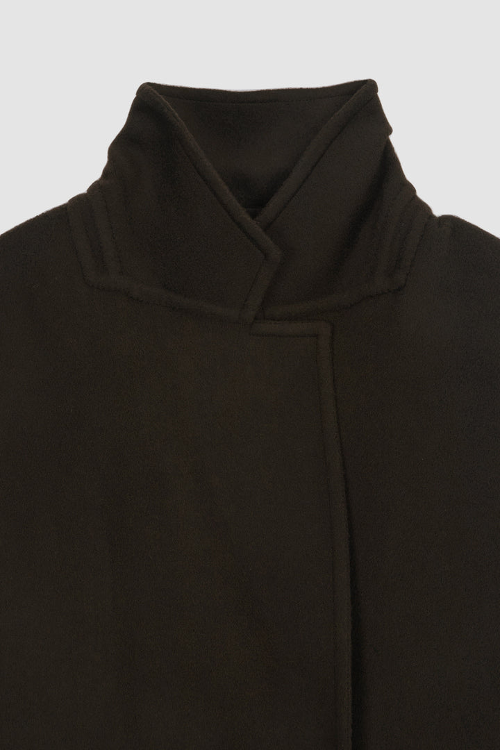 KIMMATIN Belted Double Wool Coat — Brown
