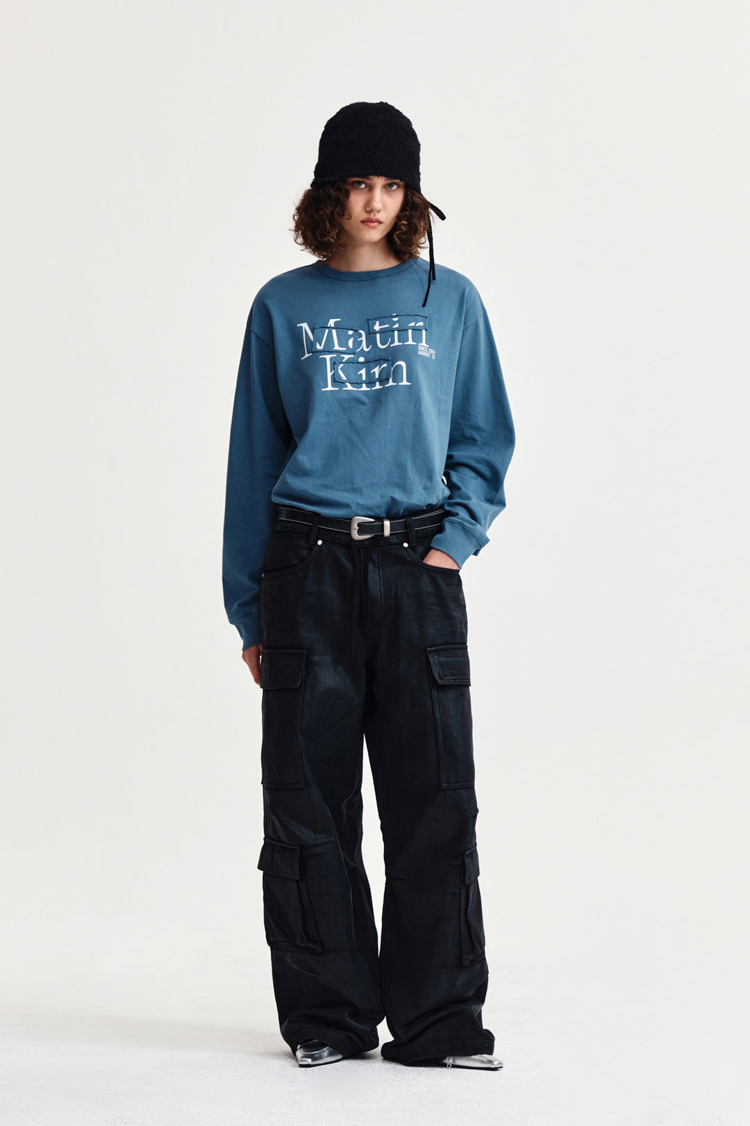 Matin Kim Patch Graphic Long Sleeve Top — Blue