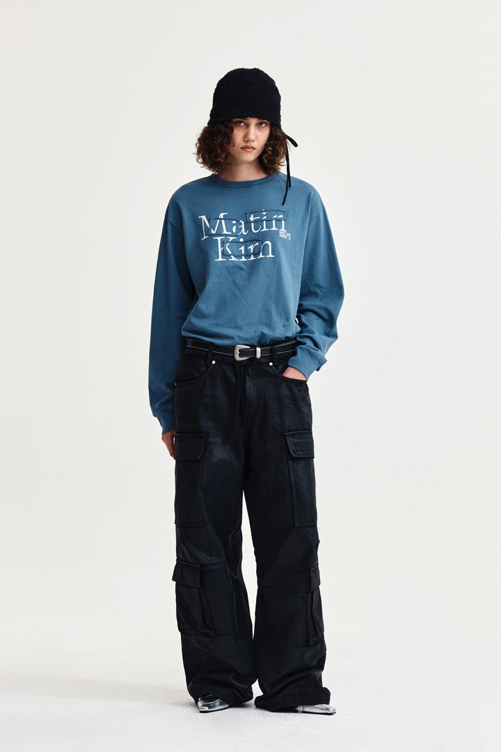Matin Kim Patch Graphic Long Sleeve Top — Blue