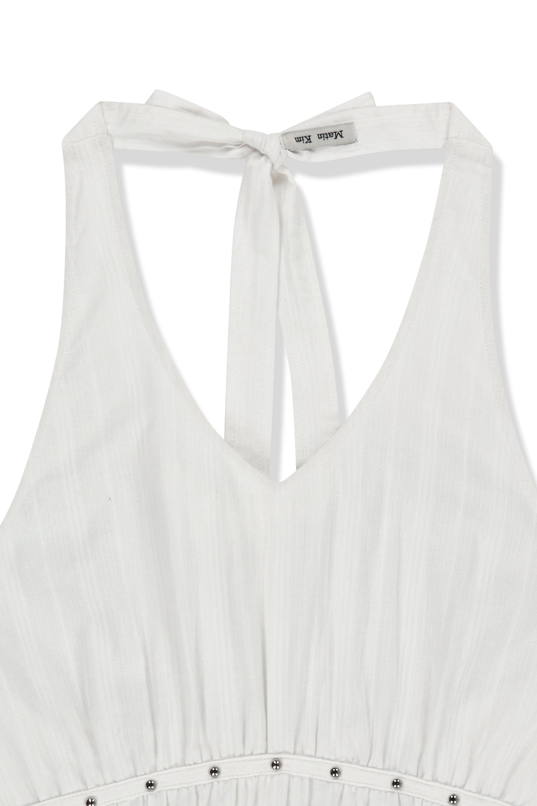 Matin Kim Halter Neck Shirring Blouse — White