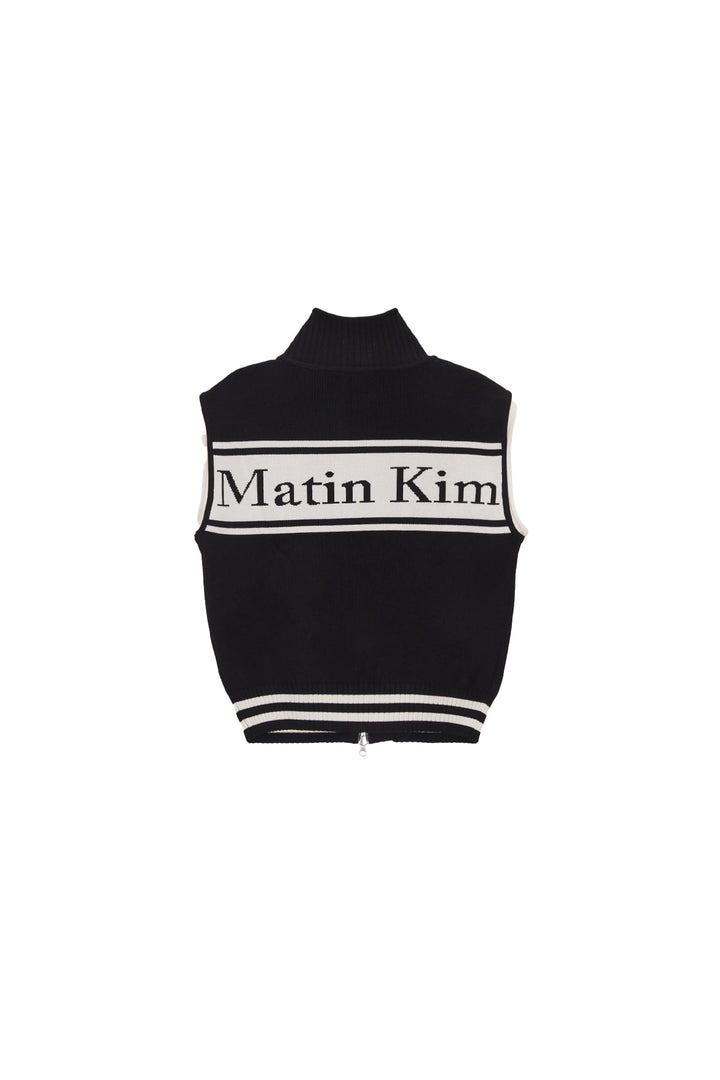 Matin Kim Spell Point Stripe Knit Vest — Black
