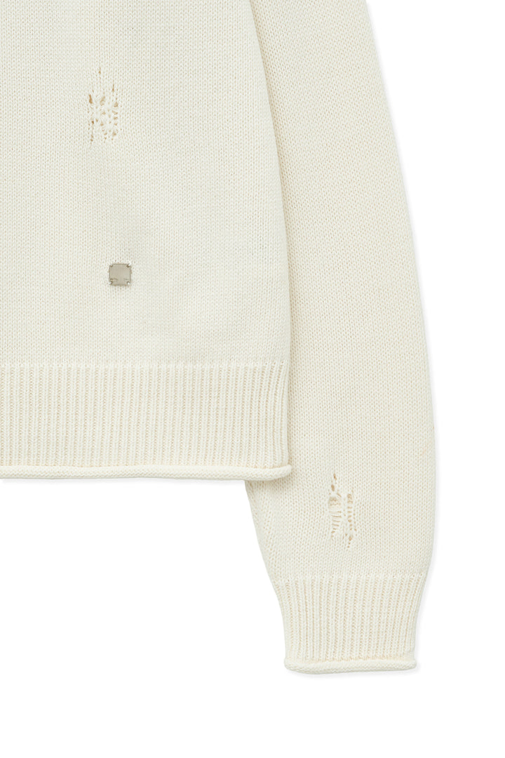 Matin Kim Two Way Off Shoulder Damage Pullover — Ivory