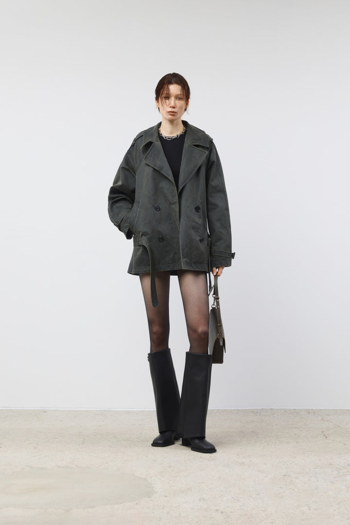 KIMMATIN Washed Trench Jacket — Khaki