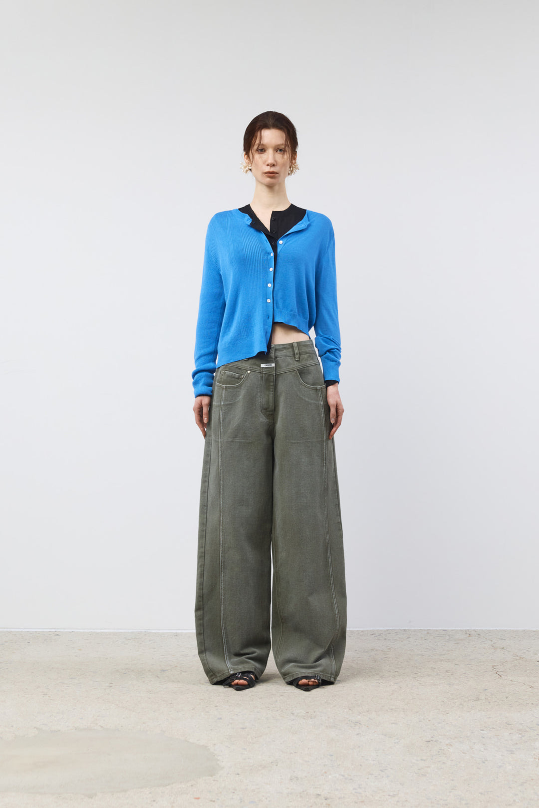 KIMMATIN Unbalance Slim Cardigan — Blue