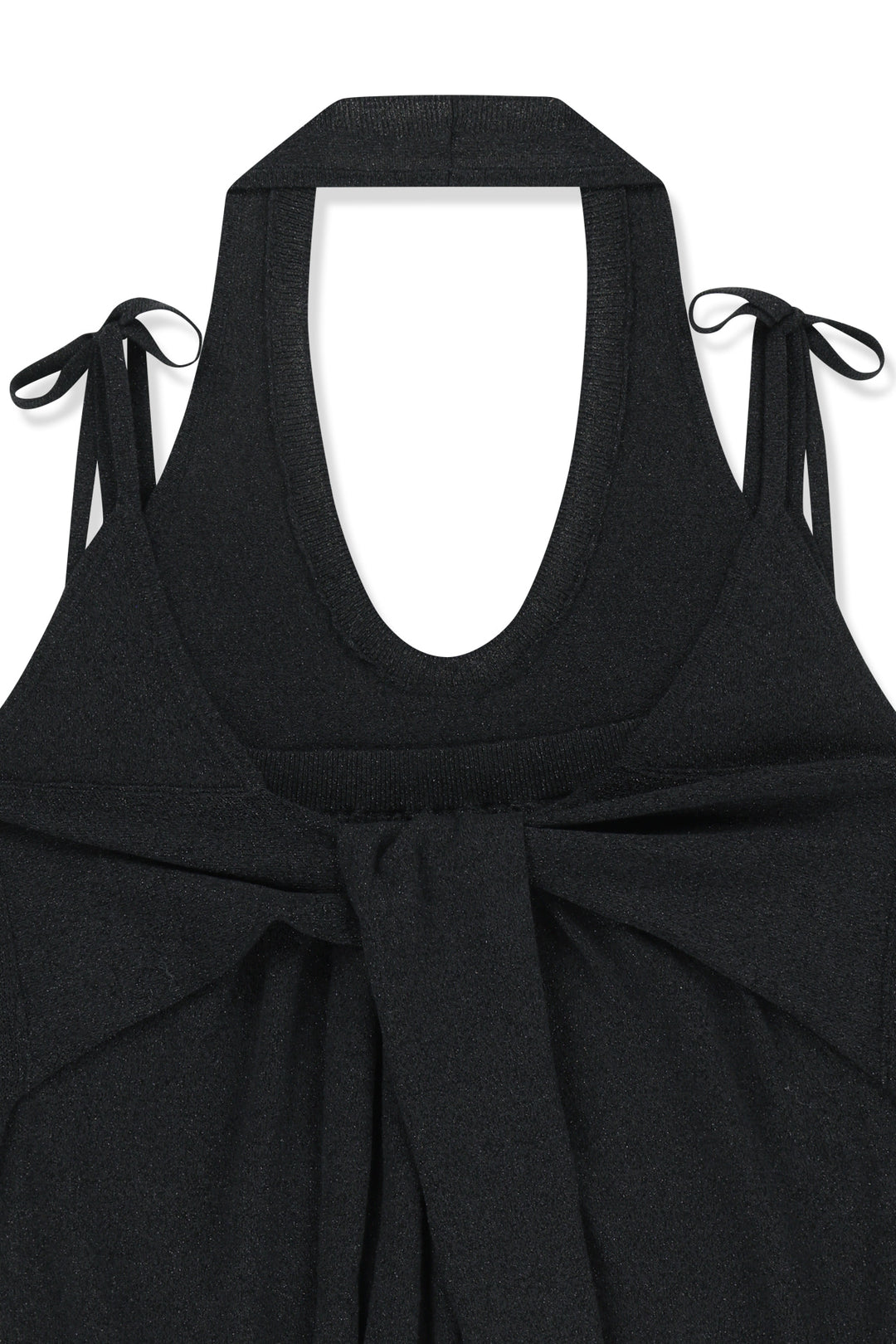 Matin Kim Layered Tie Halter Neck Knit Top — Black