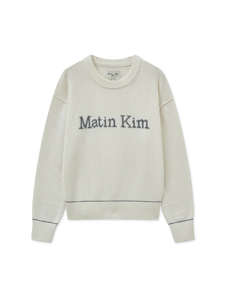 Matin Kim Color Trim Line Logo Pullover — Light Blue