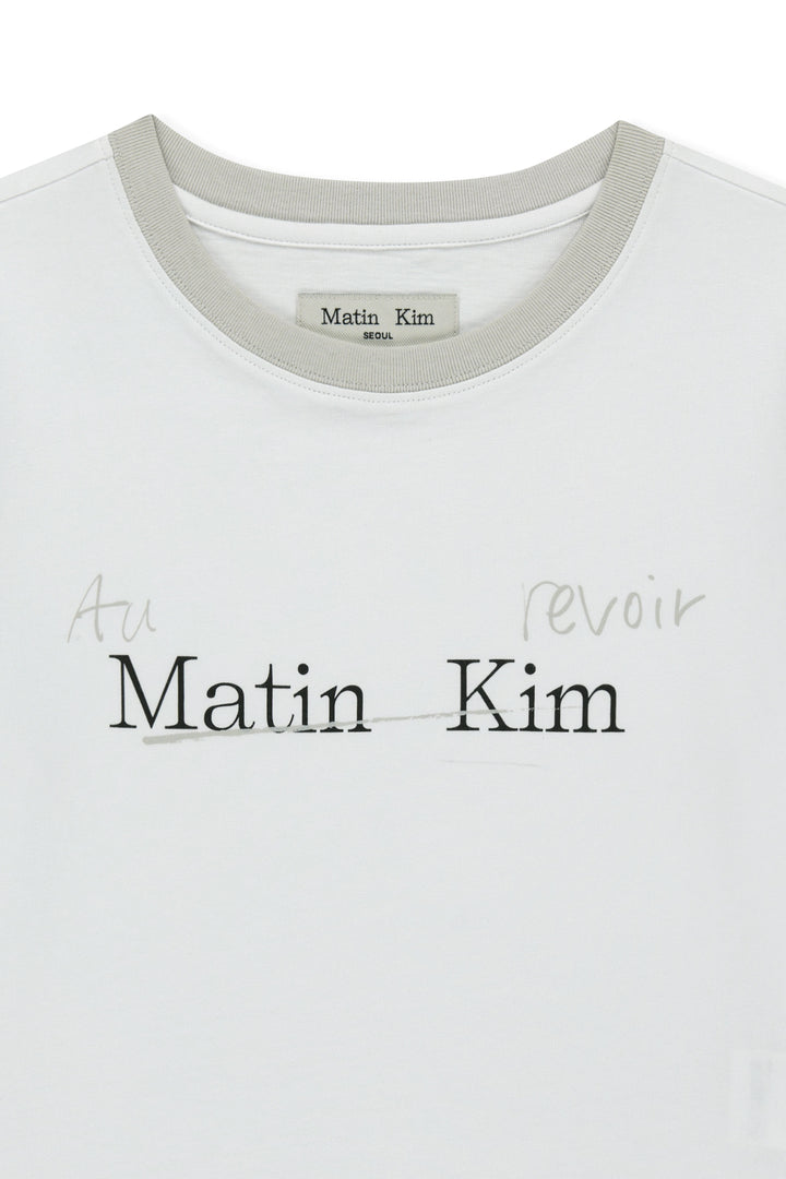 Matin Kim Tonal Rib Logo Crop Top — White
