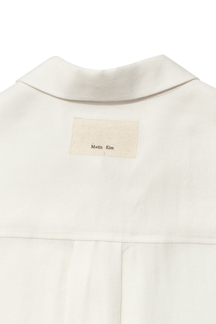 Matin Kim Unbalance Collar Half Shirt — Ivory